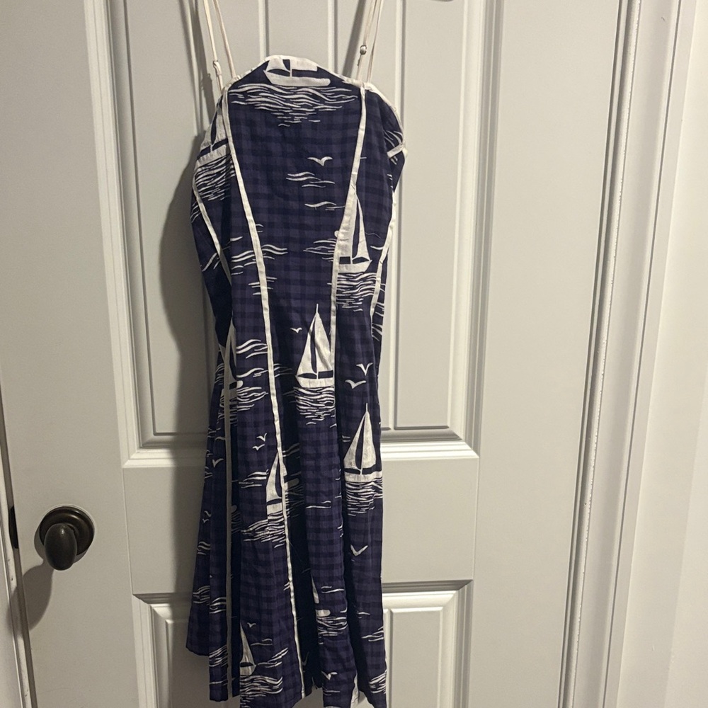 Anthropologie Navy Sailboat Mini Dress